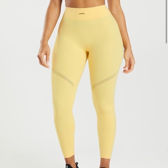 Gymshark Whitney Simmons Scrunch Butt Mesh Leggings Yellow Women’s Small - Picture 1 of 7